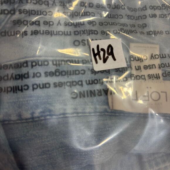 LOFT Embellished Chambray Button Down Shirt Women’s Large - Picture 9 of 9